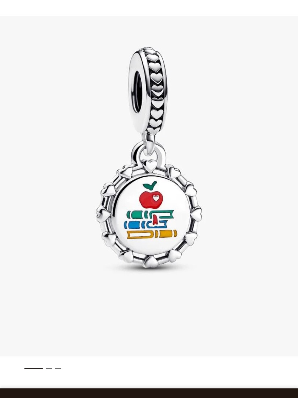 Pandora Silver Teacher Apple Dangle Charm with Colorful Enamel